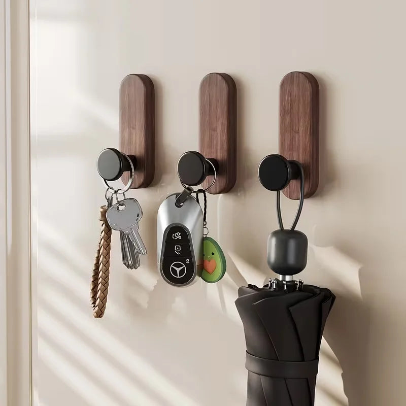 Crochets muraux autocollants en bois, plaque ovale et patère ronde, sans perçage
