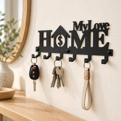 Porte-clés mural en fer My Love Home – Style rustique