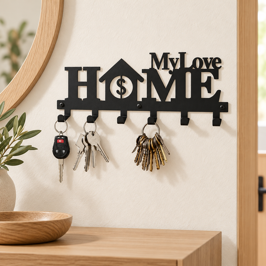 Porte-clés mural en fer My Love Home – Style rustique