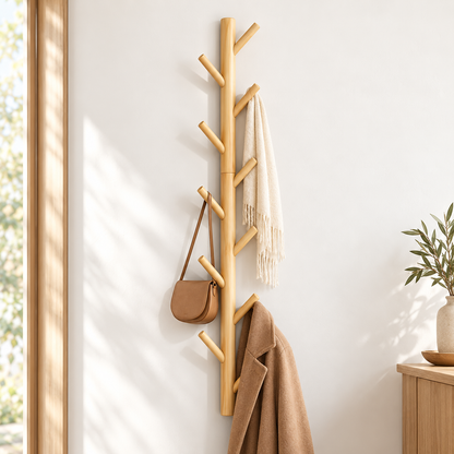 Porte-manteau mural en forme de branche – Bois, plusieurs finitions