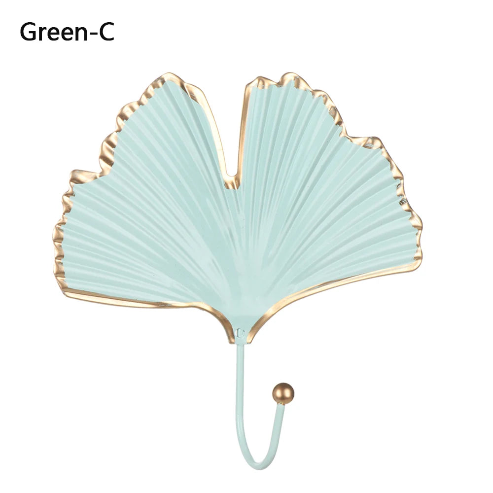 Crochet adhésif en forme de feuille – Doré ou vert d'eau, 18 modèles