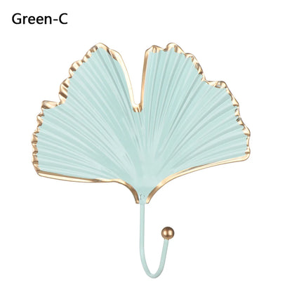 Crochet adhésif en forme de feuille – Doré ou vert d'eau, 18 modèles