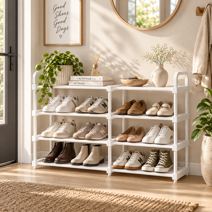 Étagère à chaussures blanche – 1 ou 2 rangées, 4 à 7 niveaux