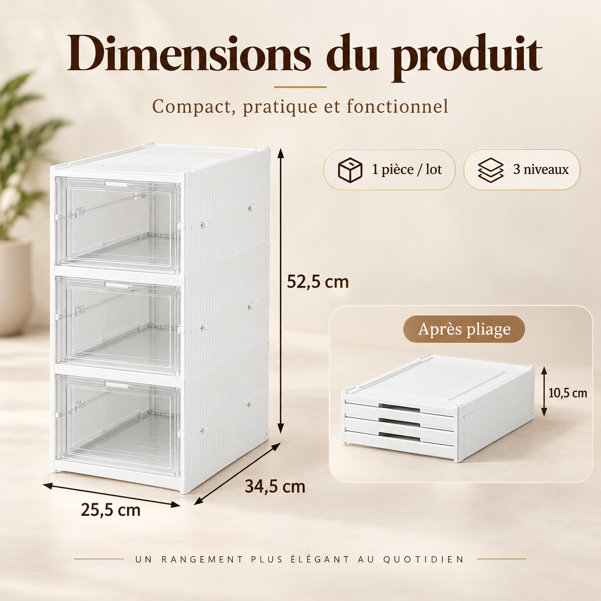 Boîte de rangement chaussures pliable transparente – vue 6