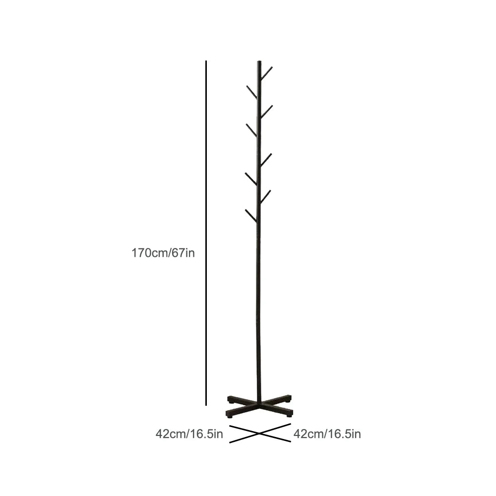 Porte-vêtements arbre sur pied noir, 170 cm de haut, base en croix de 42 x 42 cm