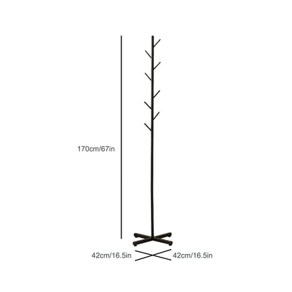 Porte-vêtements arbre sur pied noir, 170 cm de haut, base en croix de 42 x 42 cm