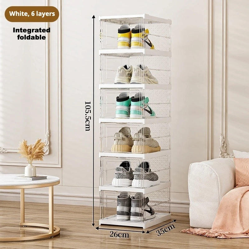 Boîte à chaussures pliable 6 niveaux – Transparente et empilable – photo 3