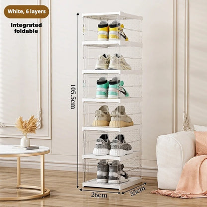 Boîte à chaussures pliable 6 niveaux – Transparente et empilable – photo 3