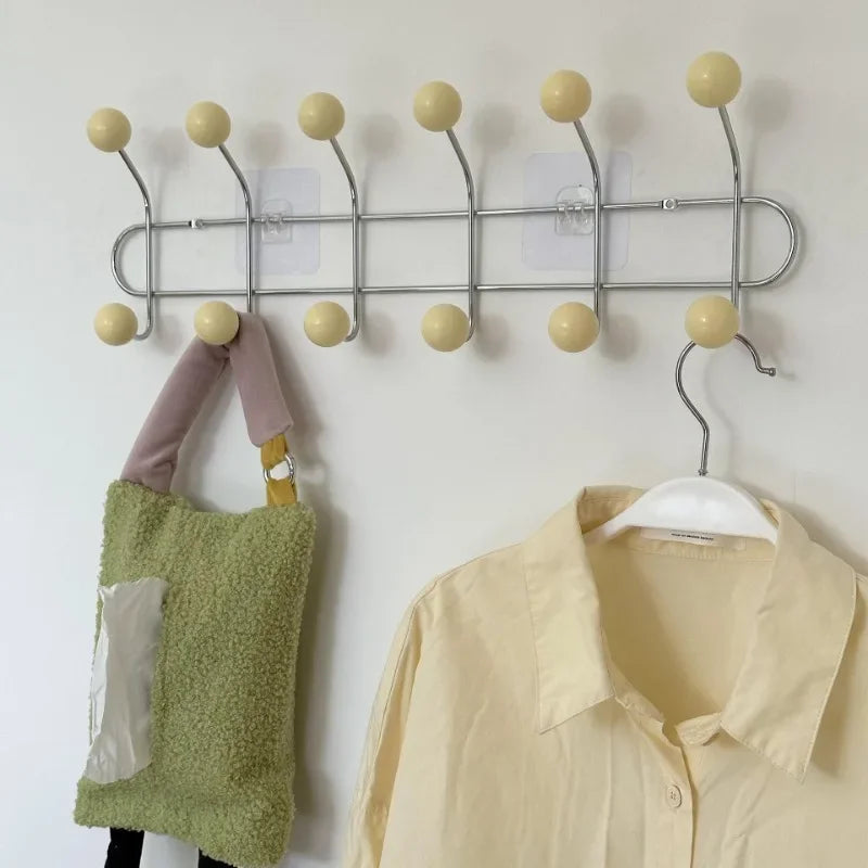 Porte-manteau mural 4, 5 ou 6 crochets – Jaune crème / 6 crochets