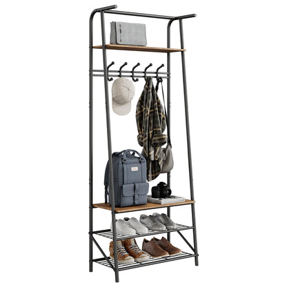Portant d'entrée avec étagères à chaussures – Porte-manteau sur pied