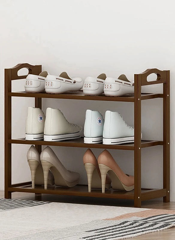 Étagère à chaussures en bambou à 3 niveaux, 70 cm de large