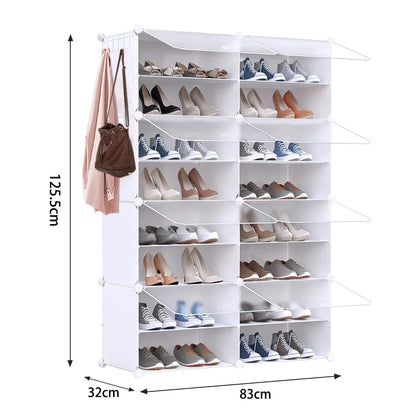 Meuble à chaussures modulable à portes transparentes – Blanc / 8 niveaux