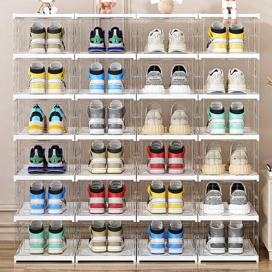 Boîte à chaussures pliable 6 niveaux – Transparente et empilable – photo 1