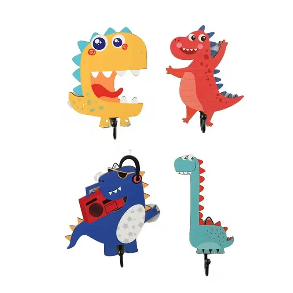 Lot de 4 crochets dinosaures dessin animé – Porte-clés d'entrée