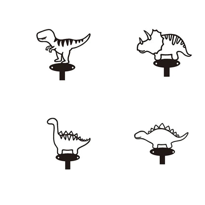 Lot de 4 crochets muraux dinosaure en fer – Noir