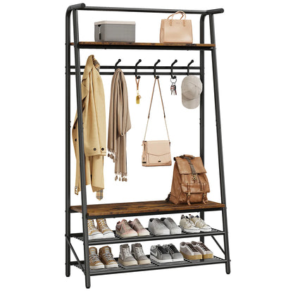 Portant d'entrée avec étagères à chaussures – Porte-manteau sur pied