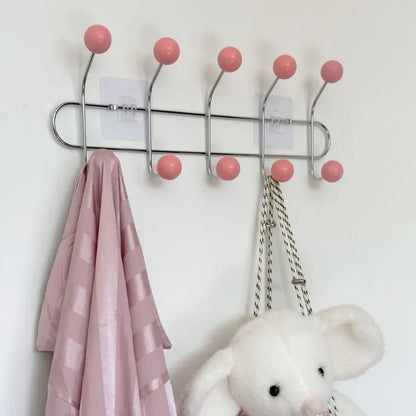 Porte-manteau mural 4, 5 ou 6 crochets – Rose / 5 crochets