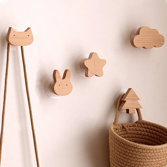 Crochets muraux en bois en forme d'animaux et de formes – 25 modèles