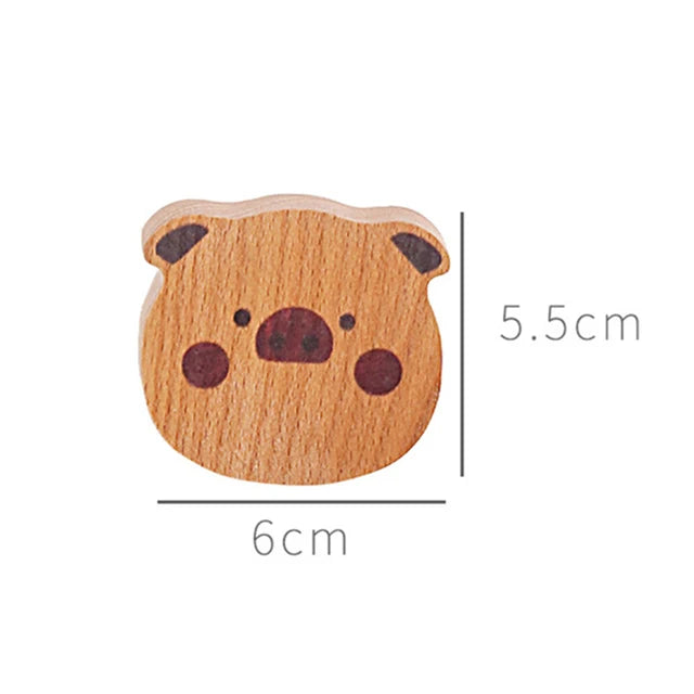Patère murale en bois tête de cochon, 6 x 5,5 cm