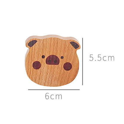 Patère murale en bois tête de cochon, 6 x 5,5 cm