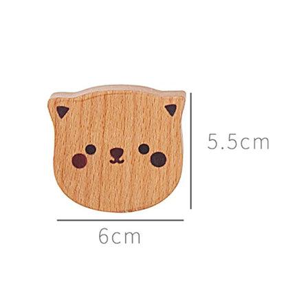 Patère murale en bois tête de chaton, 6 x 5,5 cm