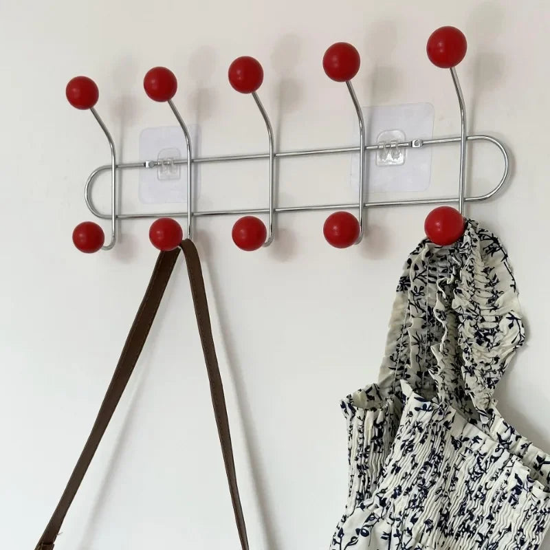 Porte-manteau mural 4, 5 ou 6 crochets – Rouge / 5 crochets