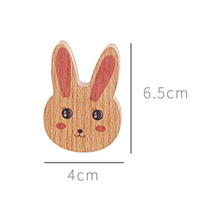 Patère murale en bois tête de lapin, 4 x 6,5 cm