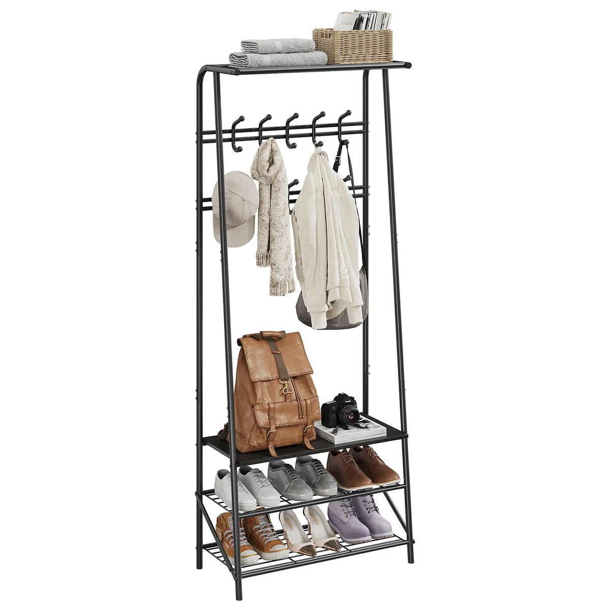 Portant d'entrée avec étagères à chaussures – Porte-manteau sur pied