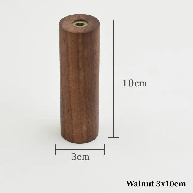 Patère murale en noyer, cylindre droit de 3 cm de diamètre et 10 cm de haut