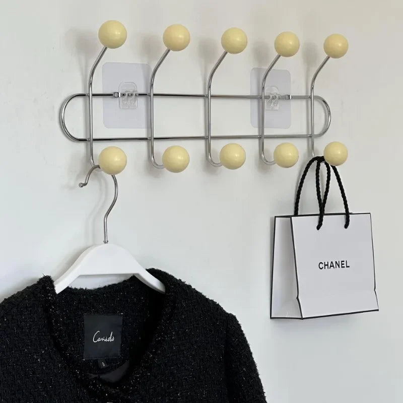 Porte-manteau mural 4, 5 ou 6 crochets – Jaune crème / 5 crochets