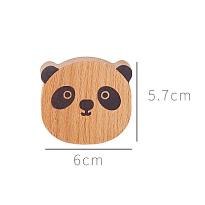 Patère murale en bois tête de panda, 6 x 5,7 cm