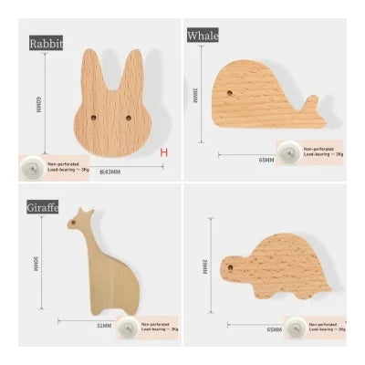 Crochets muraux en bois animaux – Chambre d'enfant – photo 4