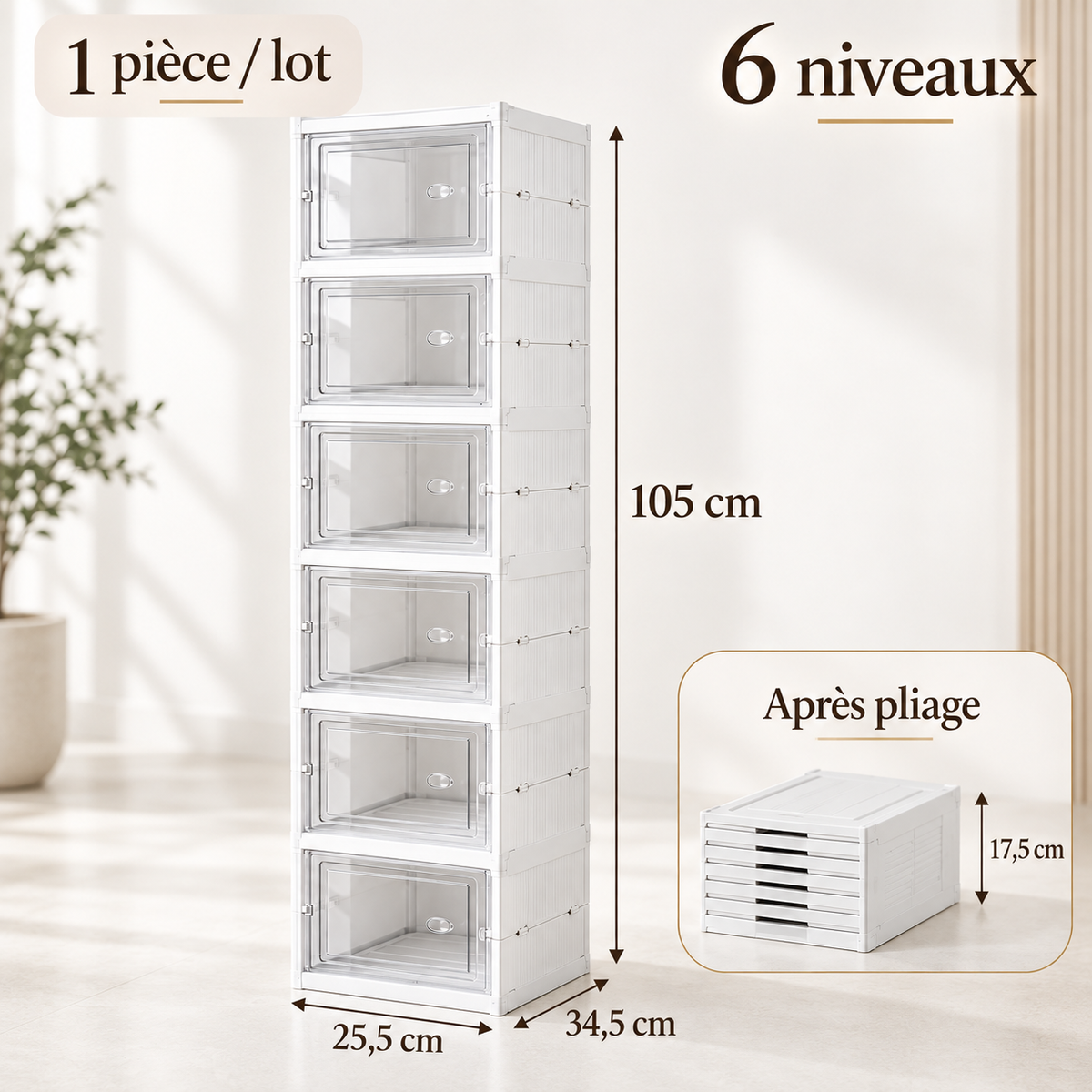 Boîte de rangement chaussures pliable transparente – vue 3