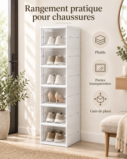 Boîte de rangement chaussures pliable transparente – vue 4