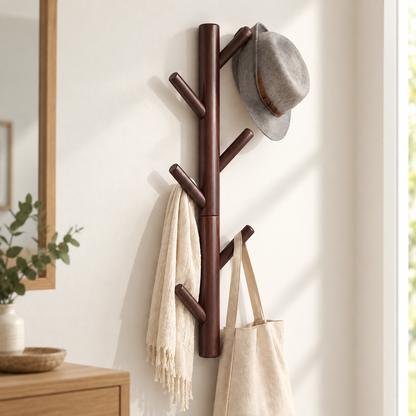 Porte-manteau mural en forme de branche – Bois, plusieurs finitions