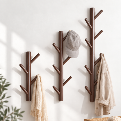 Porte-manteau mural en forme de branche – Bois, plusieurs finitions