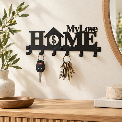 Porte-clés mural en fer My Love Home – Style rustique