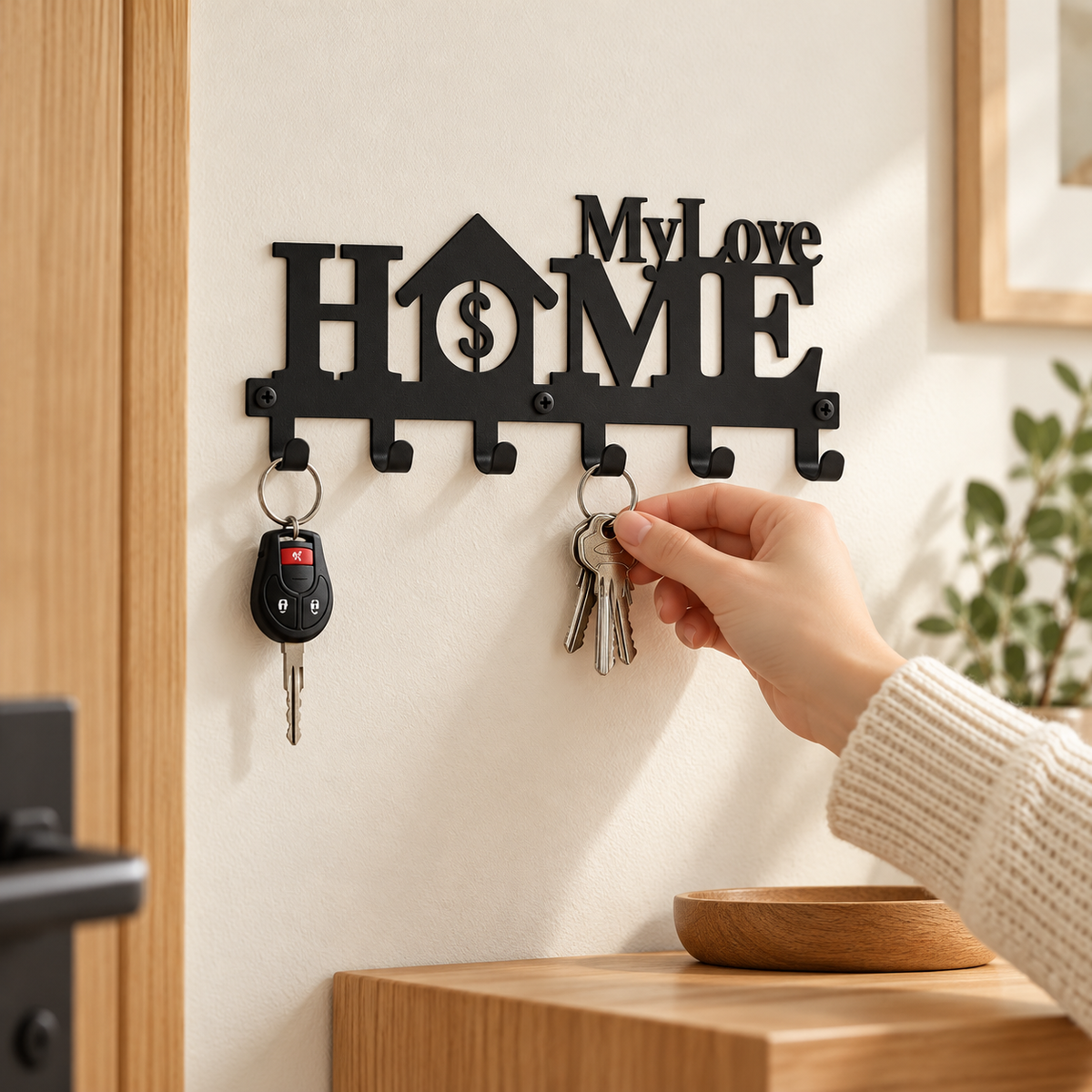 Porte-clés mural en fer My Love Home – Style rustique
